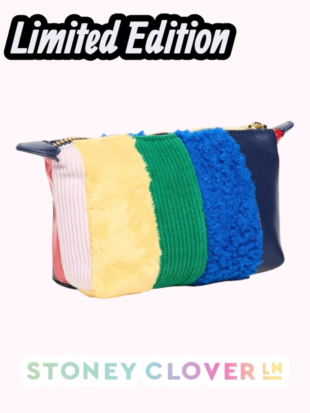 LIMITED EDITION Stoney Clover Lane  Multi Textured Rainbow 🌈 Pouch - NWT